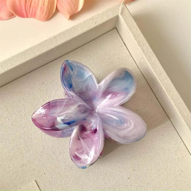 Summer Acrylic Flower Hair Clip for Women Marble Texture Hair Claws Clips Trendy Girl Hairpin Korean Hair Accessories Headwear