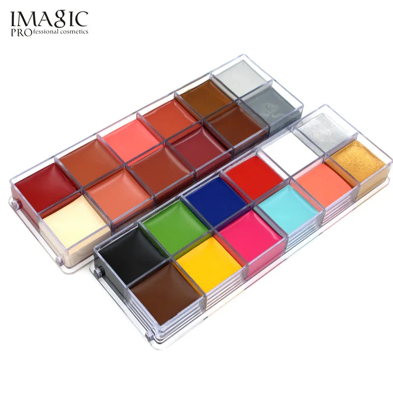 IMAGIC 12 Colors Flash Tattoo Face and Body Paint Set for Halloween Parties and Fancy Dress Makeup