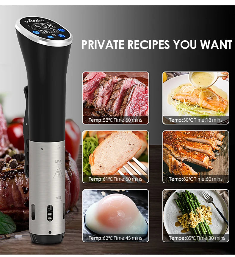 Wancle 1100W Sous Vide Cooker – Accurate Cooking with LCD Touch Control