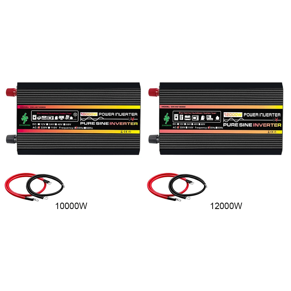 10000W/12000W Car Inverter LCD Display Pure Sine Wave Inverter DC 12V to AC 220V