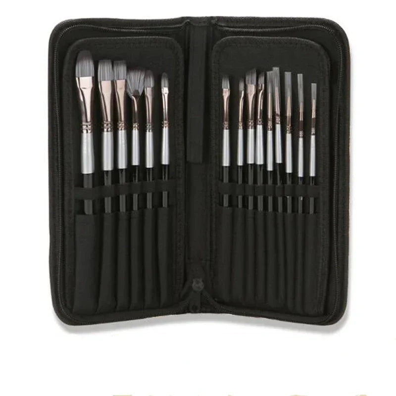 15 Holes Zipper Makeup Brush Storage Bag Portable Vertical Nail Brush Bag Line Pen Beauty Cosmetics Make Up Tools Accessories