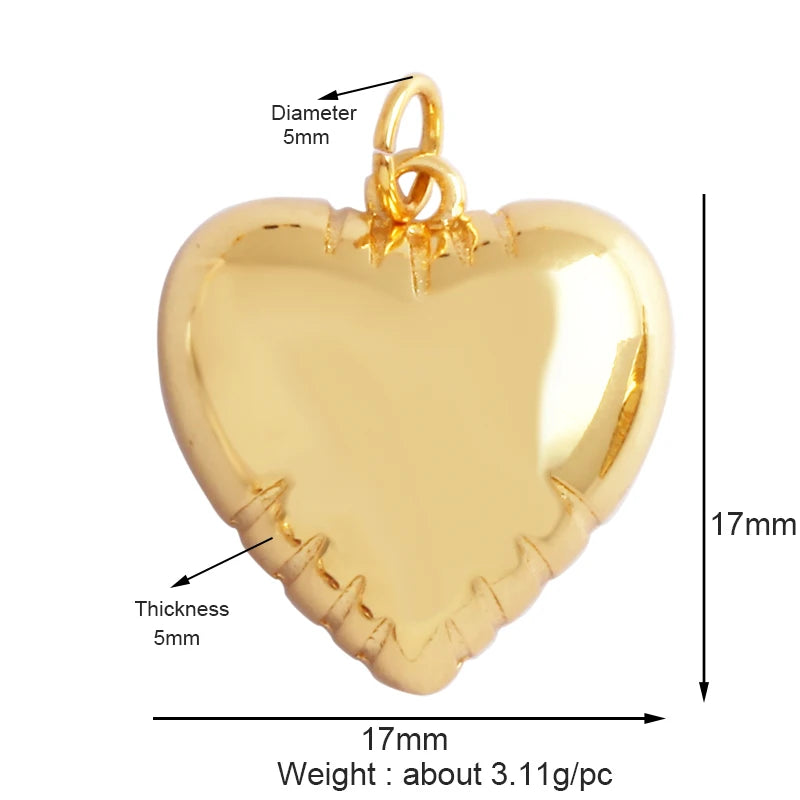 Classics Love Heart Star Zircon Focal Charm Pendant 18K Gold Plated Shell Pearl Jewelry
