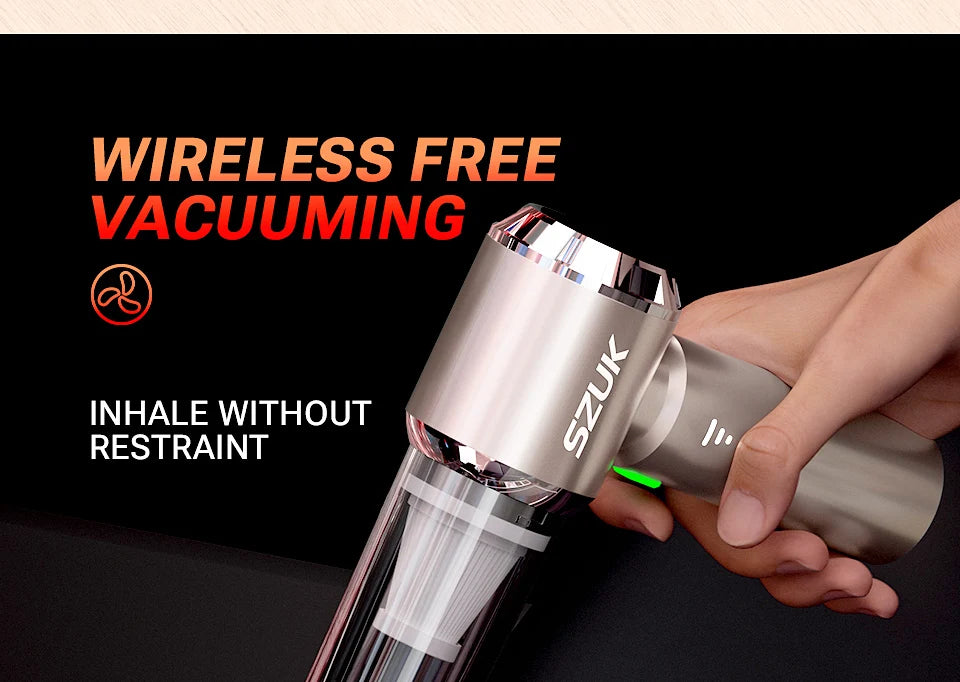 SZUK C012MAX Wireless Portable Car Vacuum Cleaner with Strong Suction Mini Handheld Design for Home and Vehicle Use