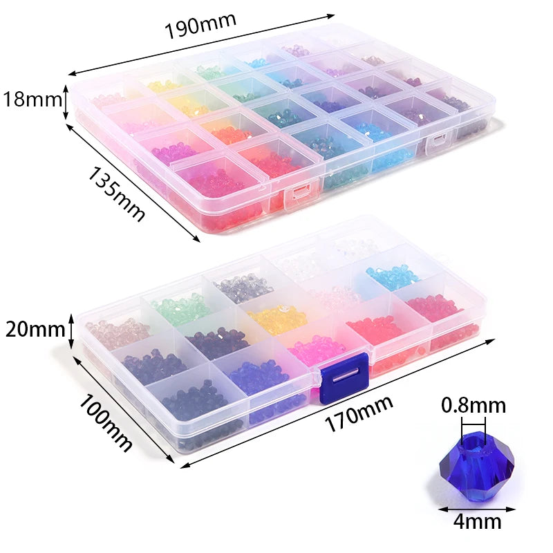 4mm Faceted Glass Crystal Rondelle Beads Kit in 15 to 24 Colors for DIY Jewelry Making Charms Bracelets and Earrings