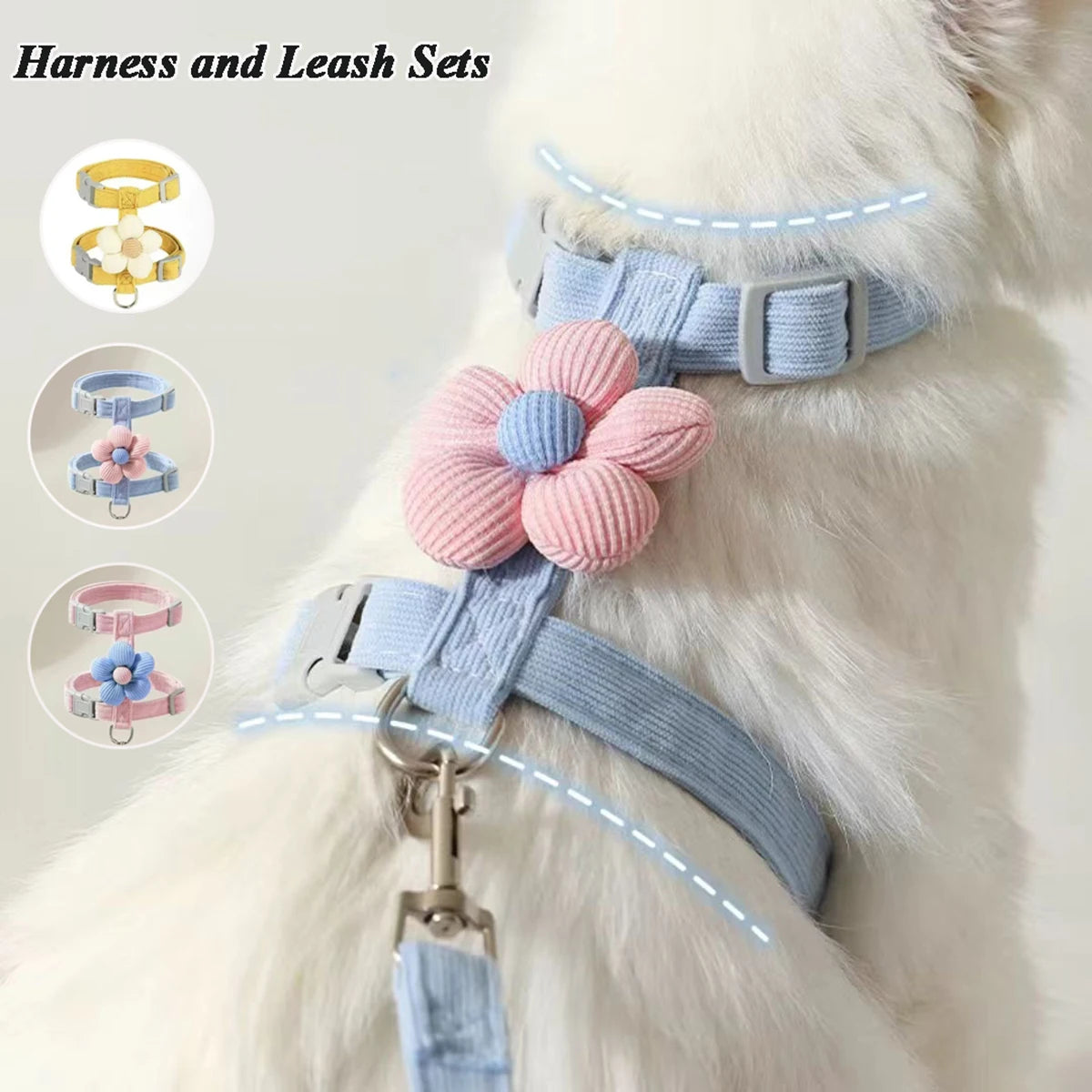Cat Harness and Leash Sets Adjustable Dog Harness for Small Dog Leash Breashable Pet Harness Out Walking Dog Strap