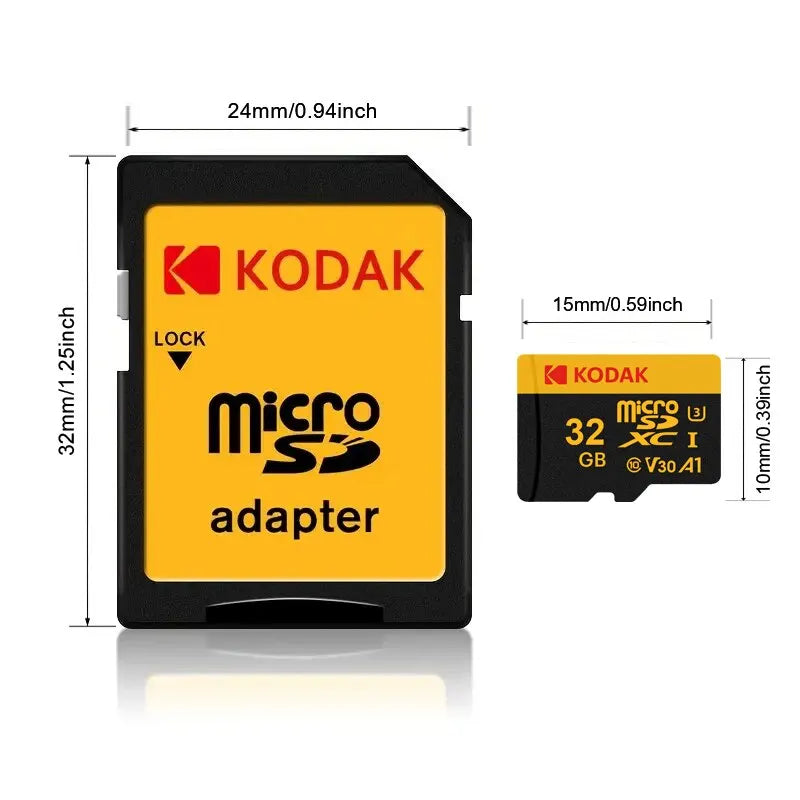 Grabadora de conducción con tarjeta de memoria KODAK de 32 GB y 64 GB, tarjeta de memoria Micro SD para teléfono móvil, PC, auriculares, altavoces, cámara HD, interruptor de juego