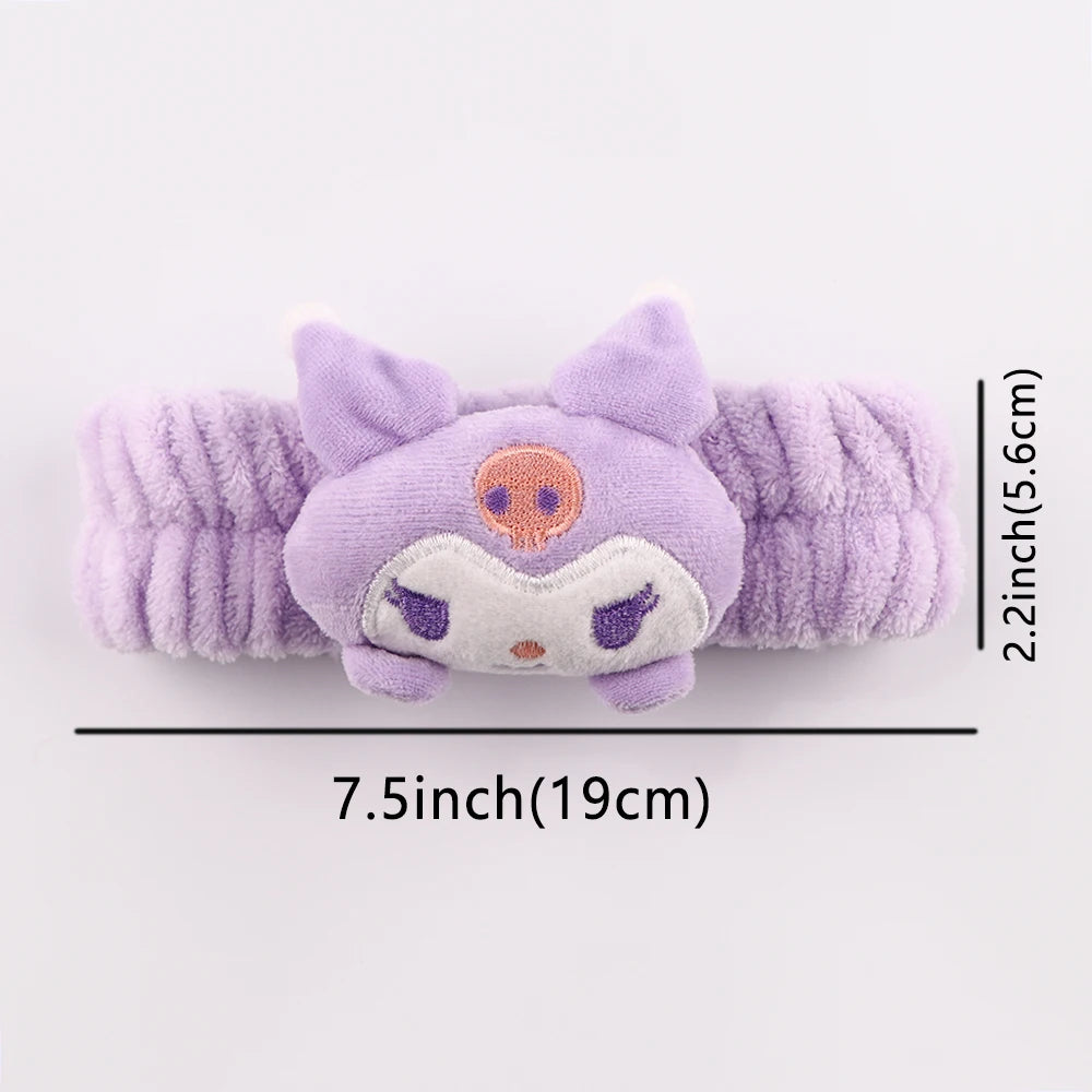 Sweet Cool Villain Character Plush Doll Face Wash Makeup Hairband Kawaii Anime Girls Cute Non Slip Elastic Hair Accessories