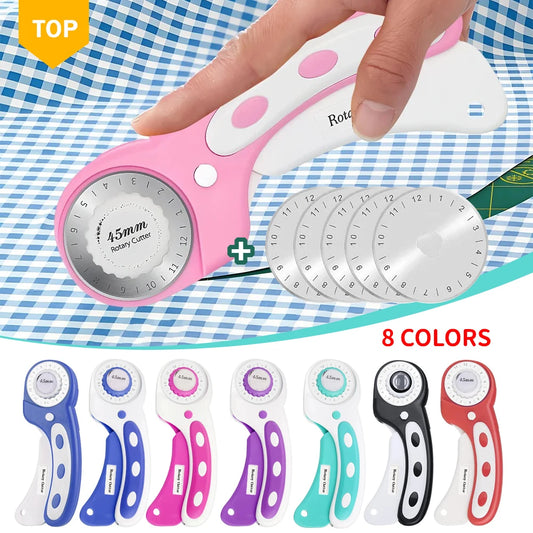 45mm Rotary Cutter with 5 Replacement Blades for Quilting and Sewing Fabric Cutting Tool Set