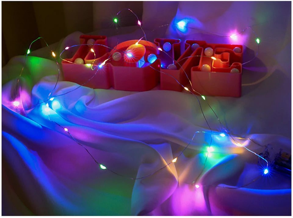 10M 5M 3M 2M Copper Wire LED Tinsel Garland Fairy Lights