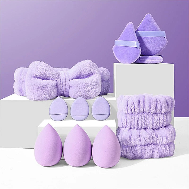 12Pcs Makeup Sponge Blender Set with Headband and Wristband