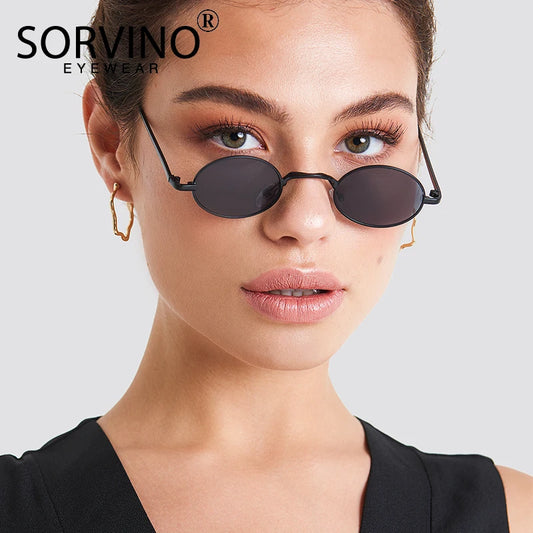 SORVINO Skinny Steampunk Oval Sunglasses 2020 Women Gold Shades