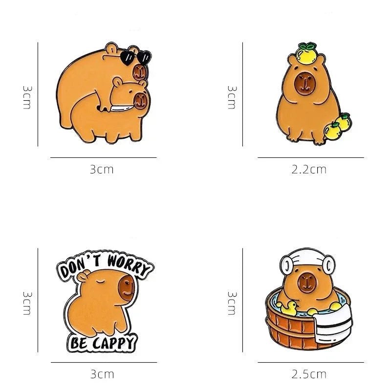 Elviragirl 1Pcs Cute Cartoon Capybara Enamel Brooch Pin