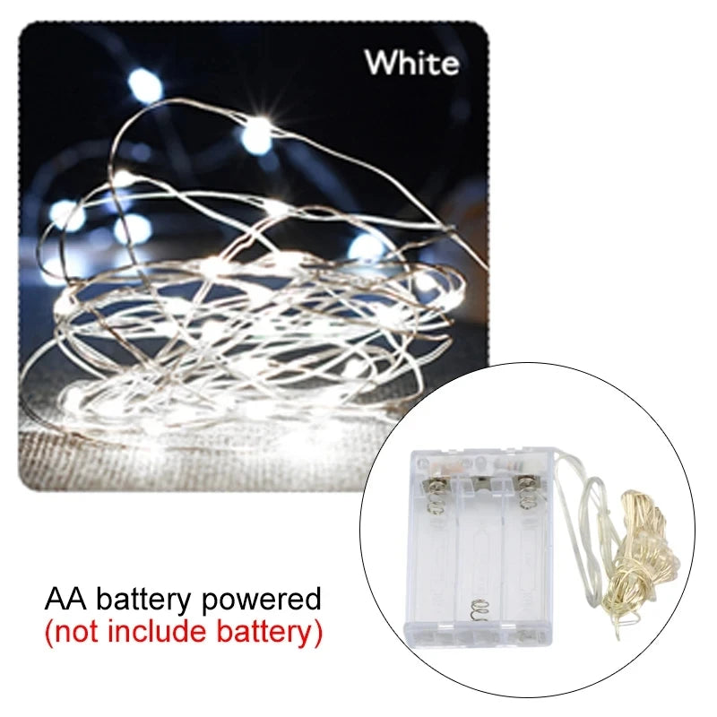 10M 5M 3M 2M Copper Wire LED Tinsel Garland Fairy Lights