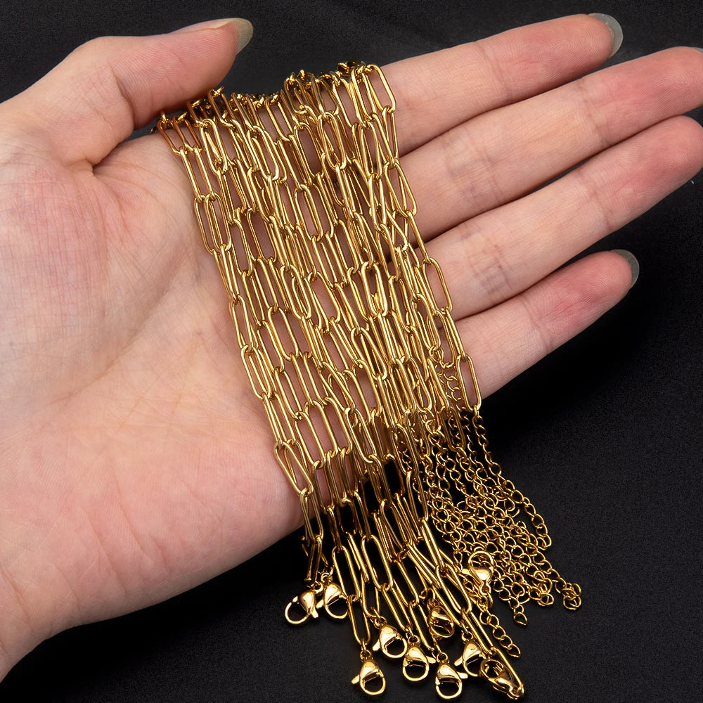 5pcs Adjustable Stainless Steel Necklace Chains for DIY Jewelry