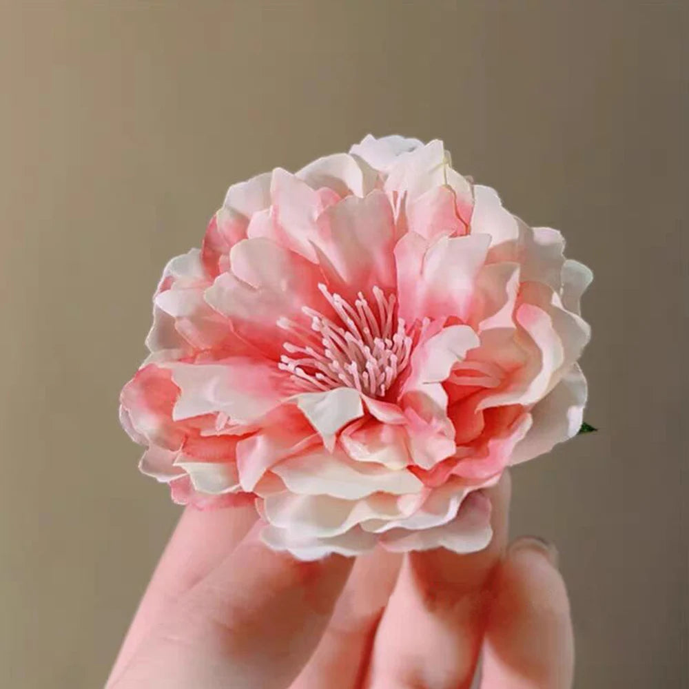 Fashion Satin Rose Flower Large Hair Claw Clip for Women 2024 Spring Summer Trendy Design Korean Colored Hairpin Headdress