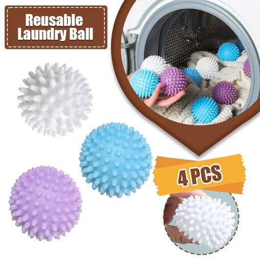 4Pcs PVC Dryer Ball Reusable Laundry Ball Washing Machine Drying Fabric Softener Ball for Home Clothe Cleaning Tool Accessrices