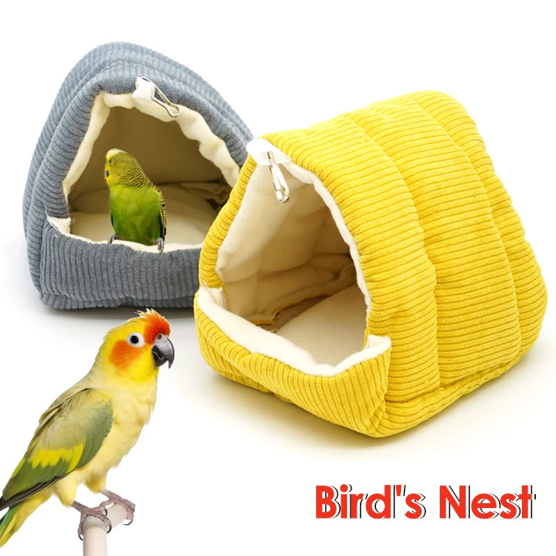 Pet Bird Nest House Parrot Cages Warm Comfortable Hanging Winter Parrot Hammock Cave Heart Plush Nest Decoration Accessories