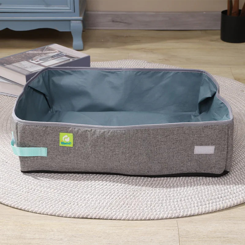 Semi Enclosed Cat Litter Box, Portable Waterproof Oxford Cloth