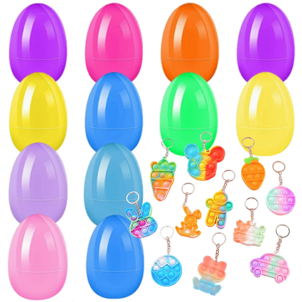 12/20/24/48Pcs Prefilled Easter Eggs with Plush Toys for Kids