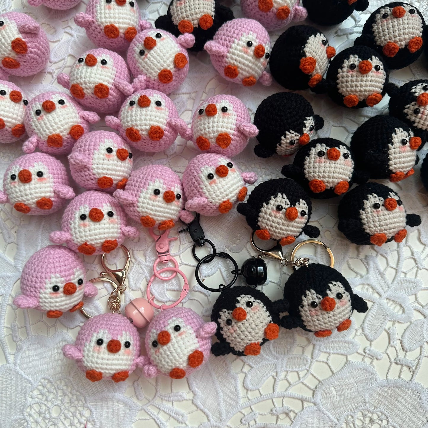 Handmade Cute Cotton Wool Penguin Doll Crochet Keychain
