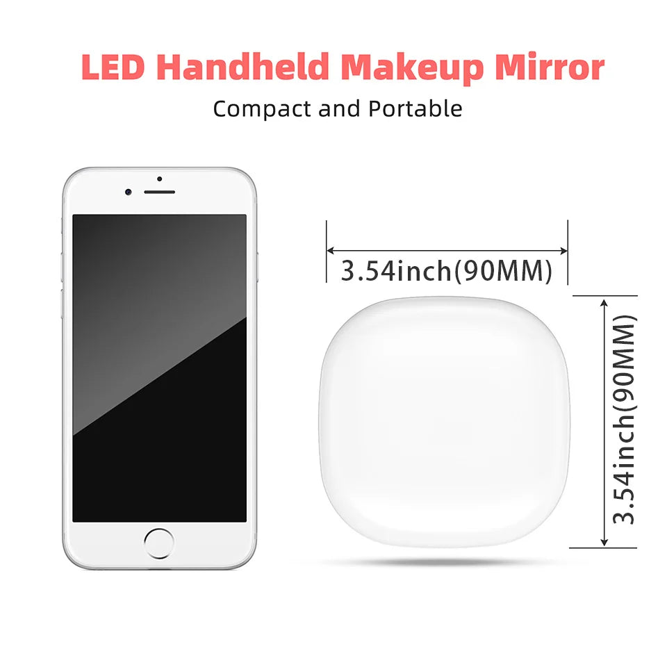 Mini Compact Foldable LED Makeup Mirror with 5x and 10x Magnification Rechargeable and Travel Friendly