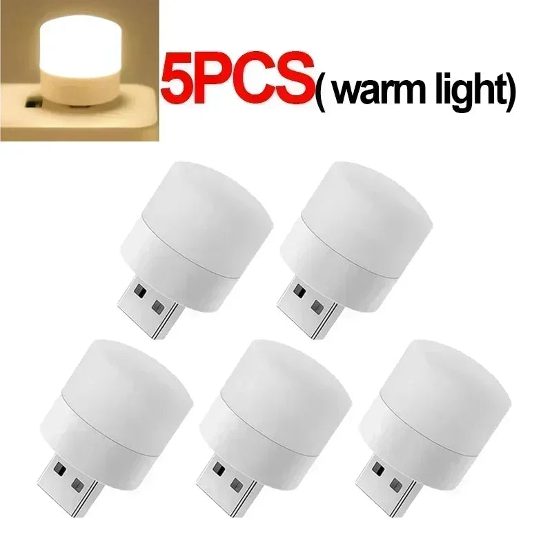 1-20Pcs Mini USB Night Light Warm White Eye Protection LED Lamp