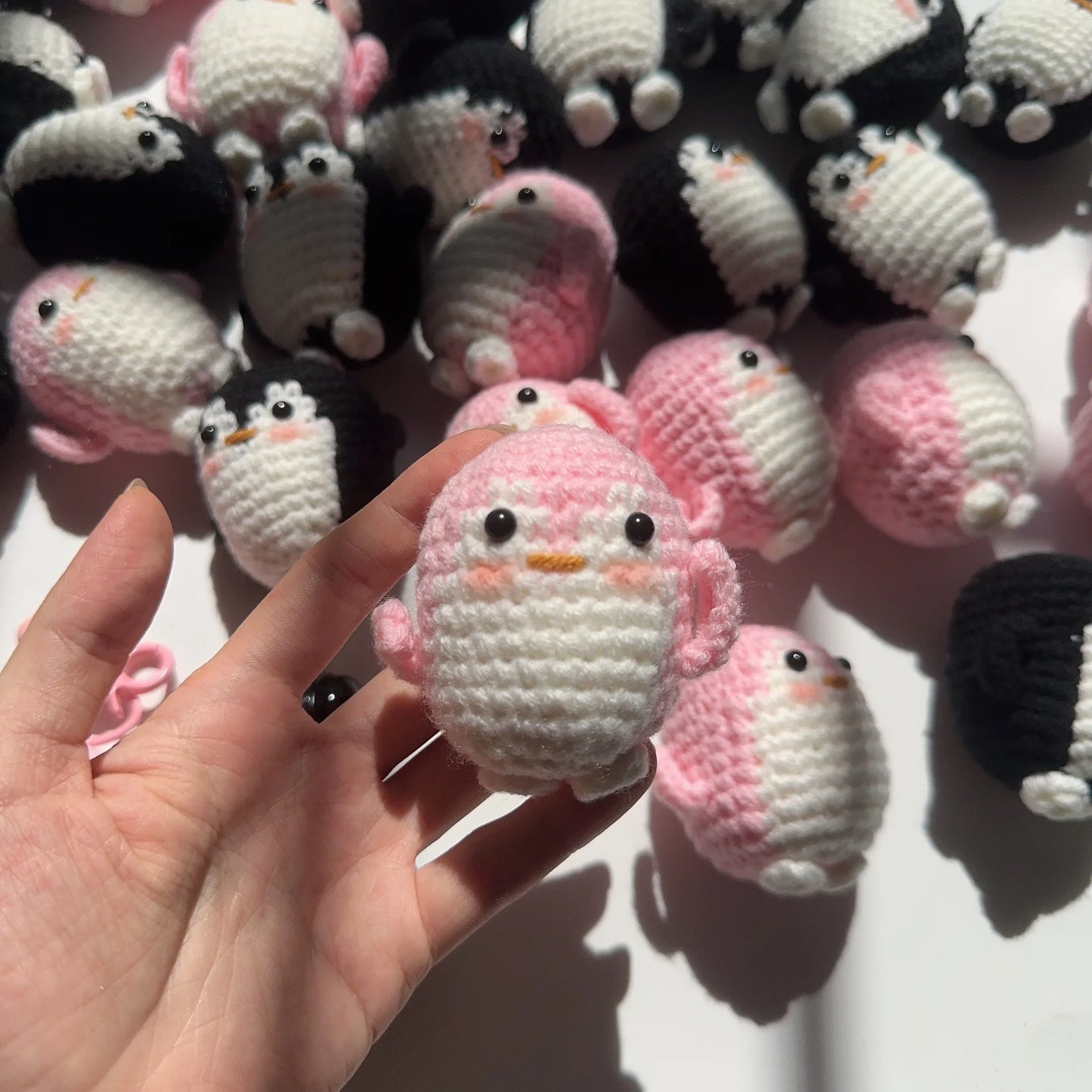 Handmade Cute Cotton Wool Penguin Doll Crochet Keychain