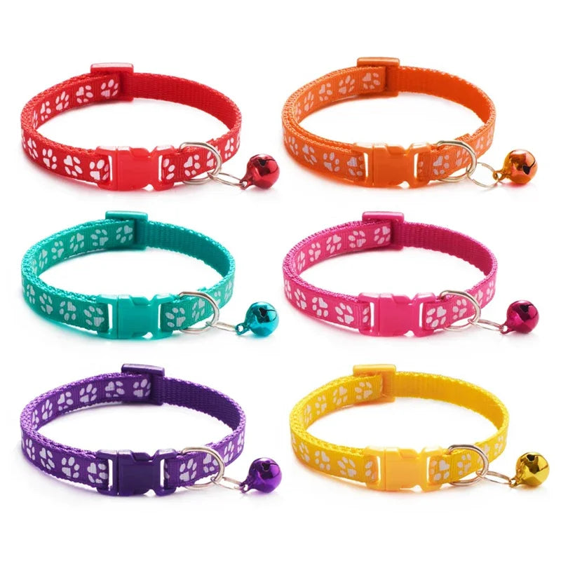 1/3/6/12/18Pcs Pet Collar With Bell Footprints Colorful Dog, Dog, Cat Accessories Cat Collar Adjustable Bell Ring Necklace Pet