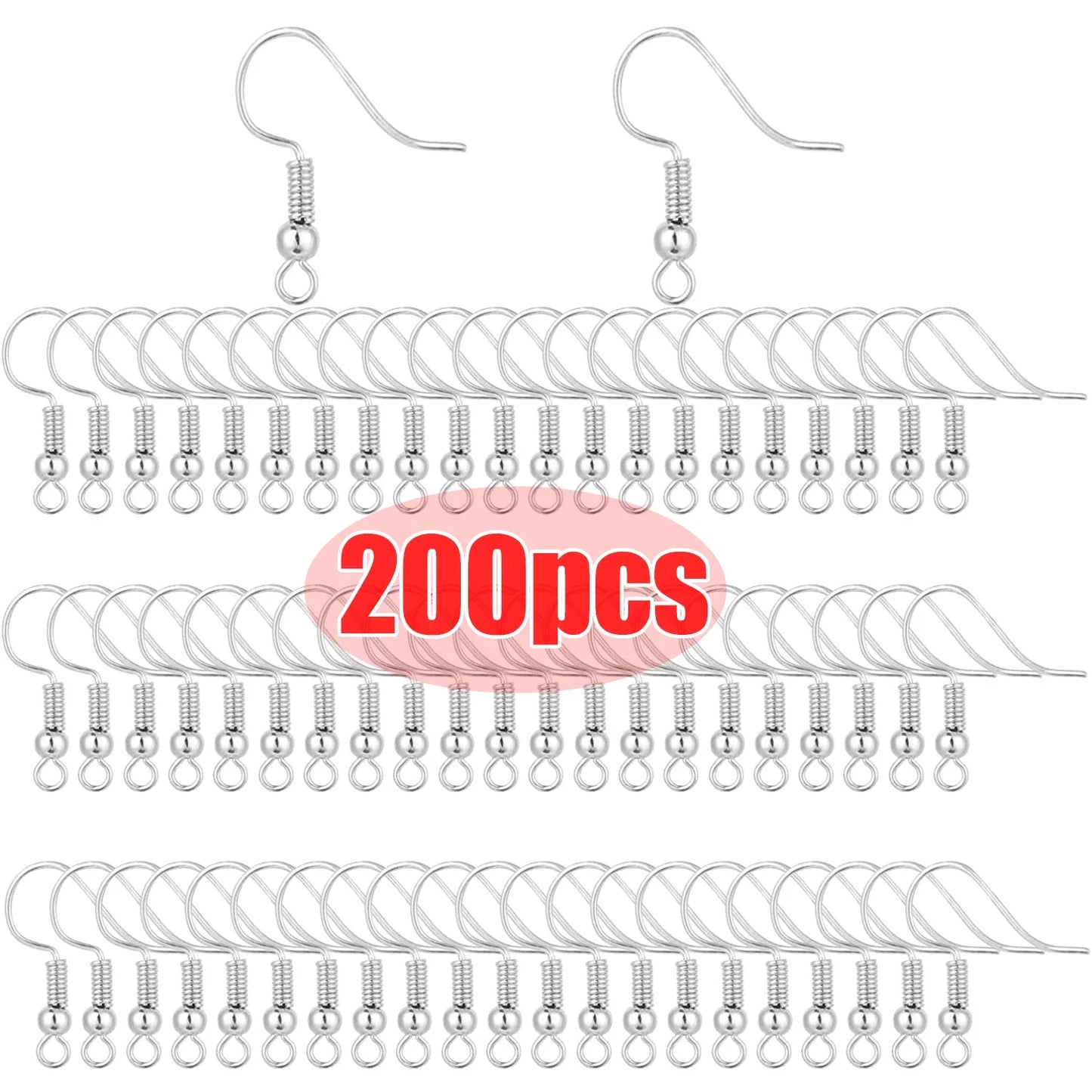 100/200pcs DIY Earring Findings Stainless Steel Hooks Hypoallergenic Earwires