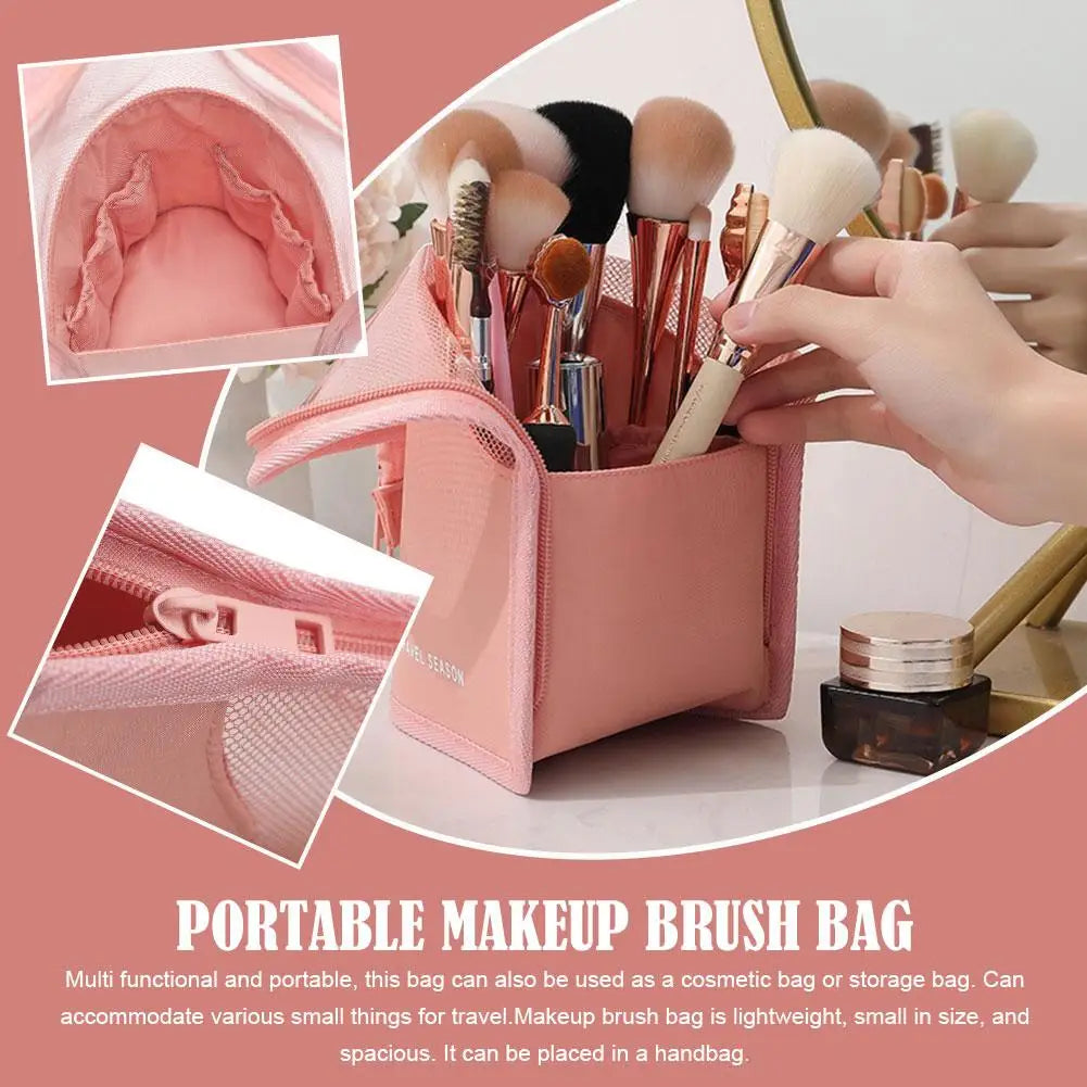 New Stand Cosmetic Bag for Women Clear Zipper Makeup Bag Travel Female Makeup Brush Holder Organizer Toiletry Bag Y7K2