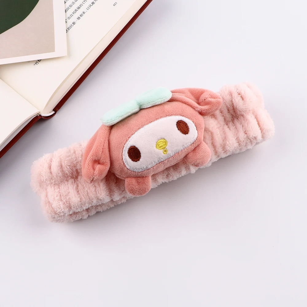 Sweet Cool Villain Character Plush Doll Face Wash Makeup Hairband Kawaii Anime Girls Cute Non Slip Elastic Hair Accessories