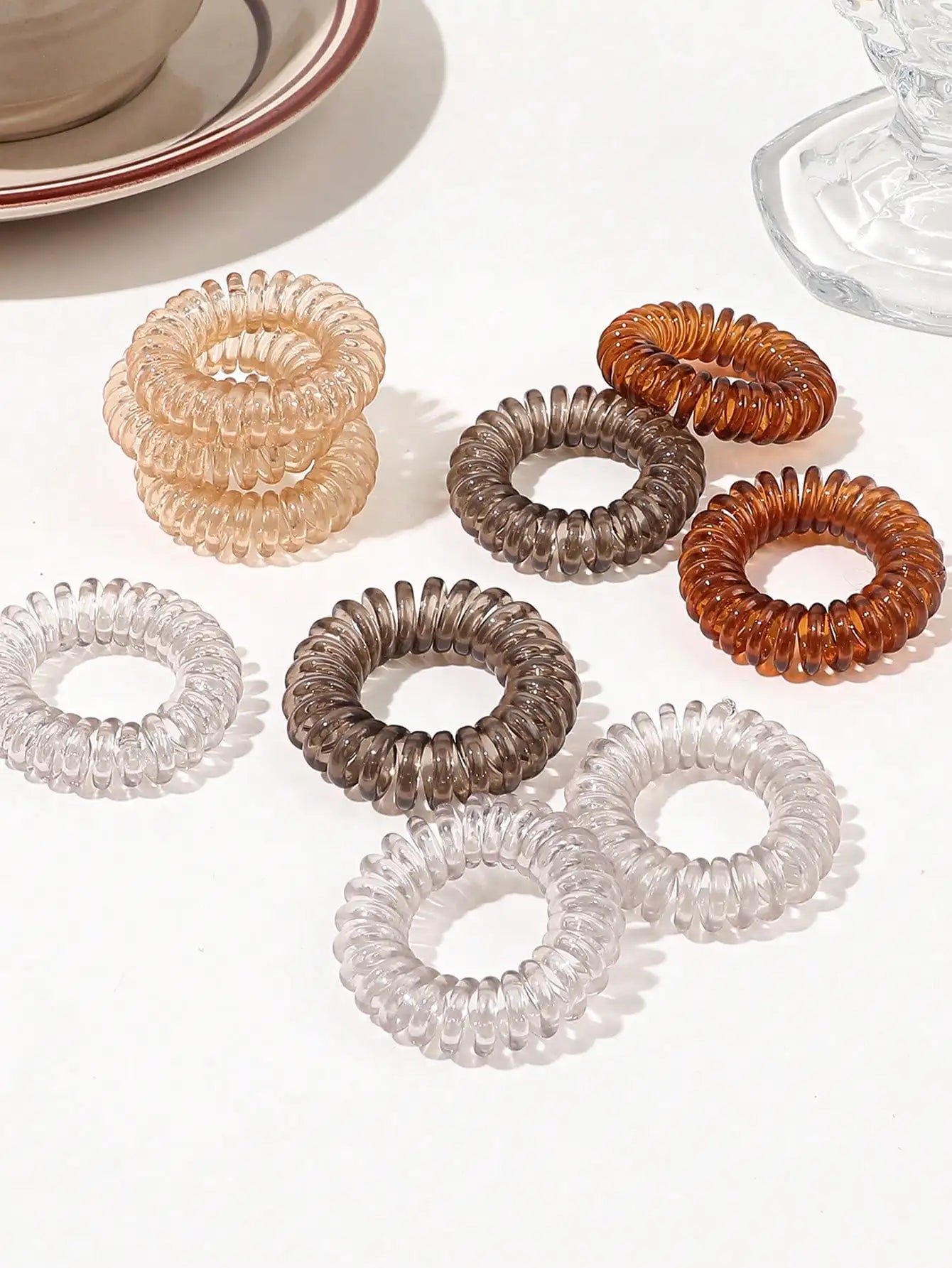 10 Pcs Multicoloured No Crease Spiral Hair Ties for Women Thick Hair, Ponytail Hair Ties Hair Coils & Phone Cord Hair Ties