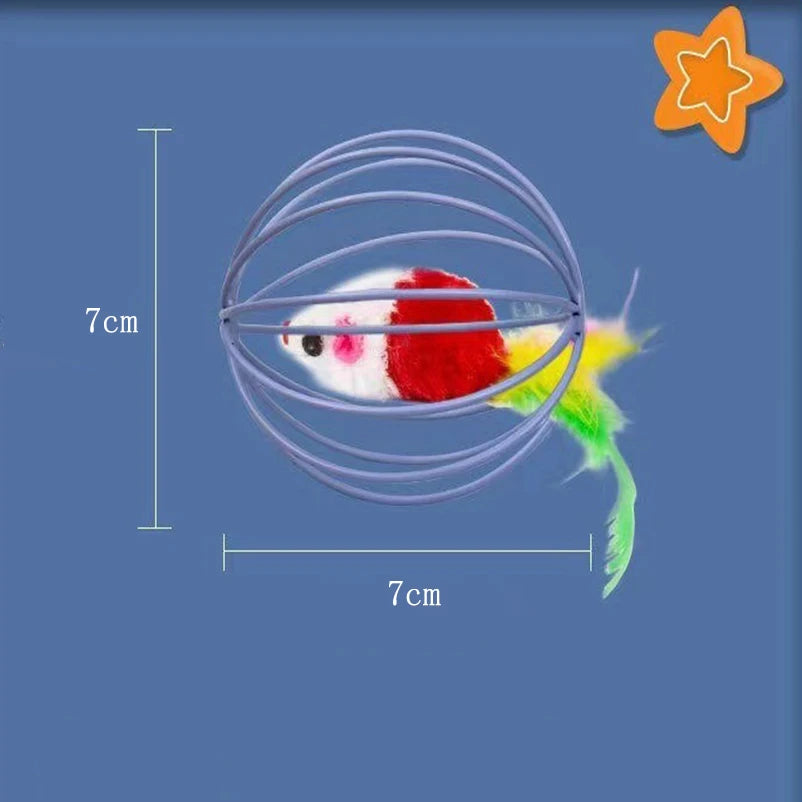 Hot cage rat happy cat toy plush simulation color mouse fun cat ball fun cat fun fun pet supplies