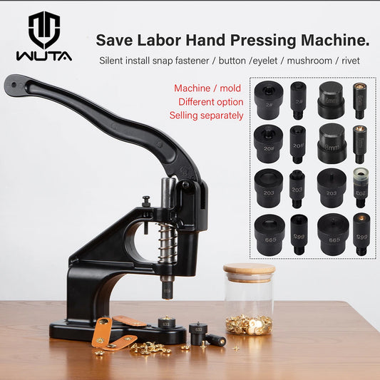 WUTA Manual Button Installation Tool for DIY Crafts Mute Punching Mushroom Rivets and Eyelets Hand Pressing Tool