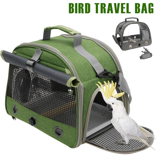 Portable Bird Travel Bag Oxford Cloth Bird Carrier Parrot Travel Cage with Tray and Clear Window Travel Bird Raising Supplies