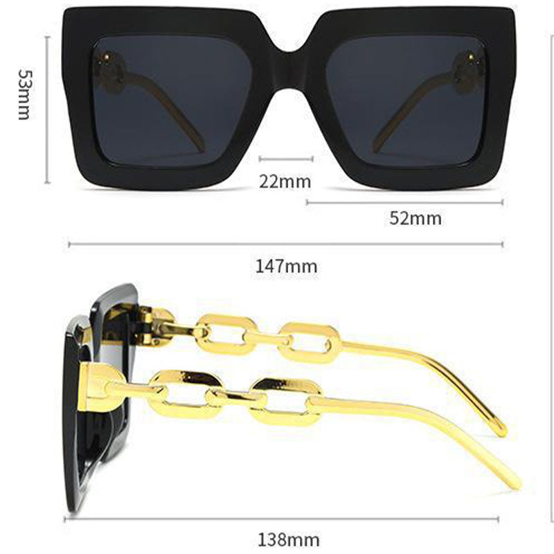 New Women's Square Chain Sunglasses UV400 Vintage Style