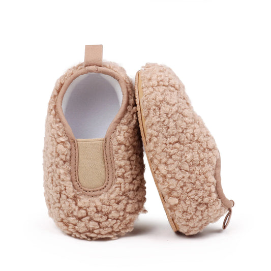 Baby Girls Boys Premium Coral Velvet Flats Infants Winter Warm First Walker Crib Shoes for Home Toddlers Soft Flats Shoes