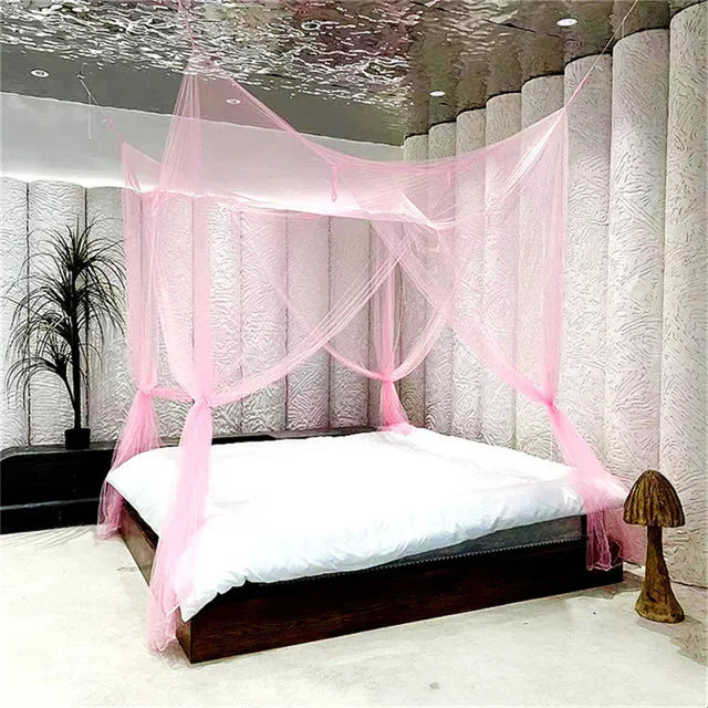 Mosquito Net Cotton Four-Door Canopy for King/Queen Bed