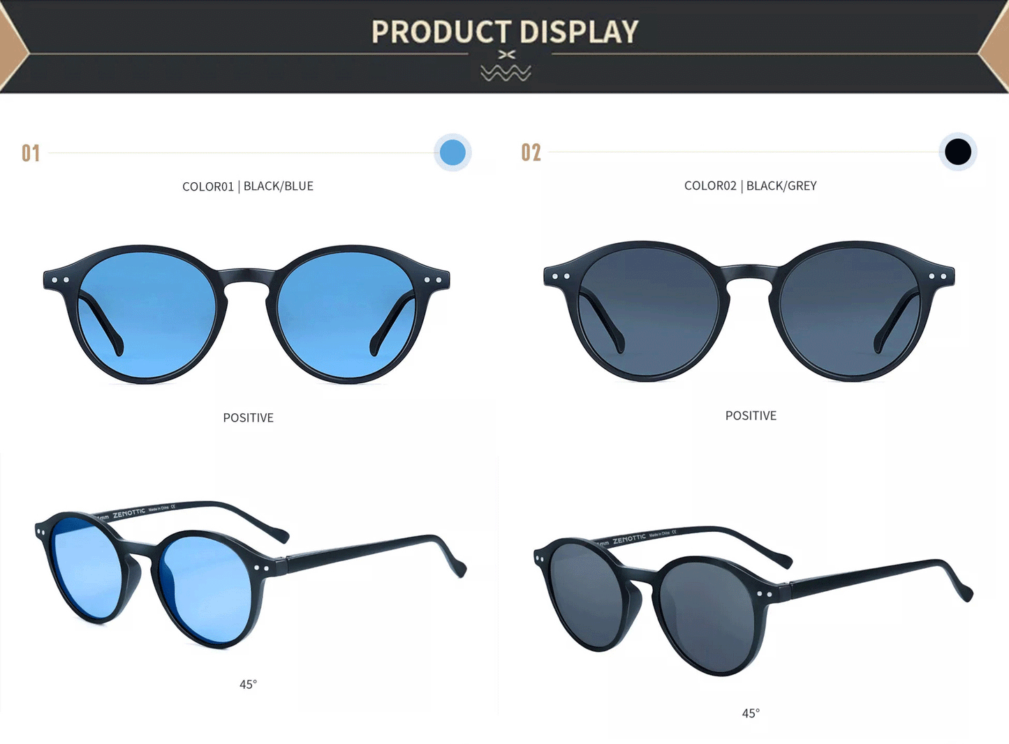 Zenottic Retro Circular Polarized Sunglasses for Men and Women Small Round Vintage Style UV400 Protection