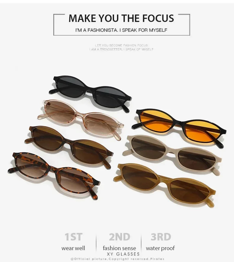 Sexy Small Oval Women's Sunglasses 2024 New Fashion Black Brown Sun Glasses Ladies Shades Trends Summer Unique Eyewear Men