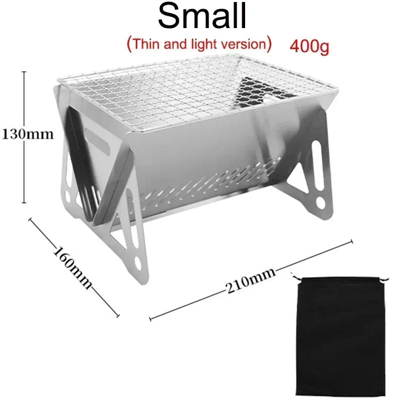 Portable Folding BBQ Grill Stainless Steel Camping Grill Multifunctional Outdoor Cooking Stove