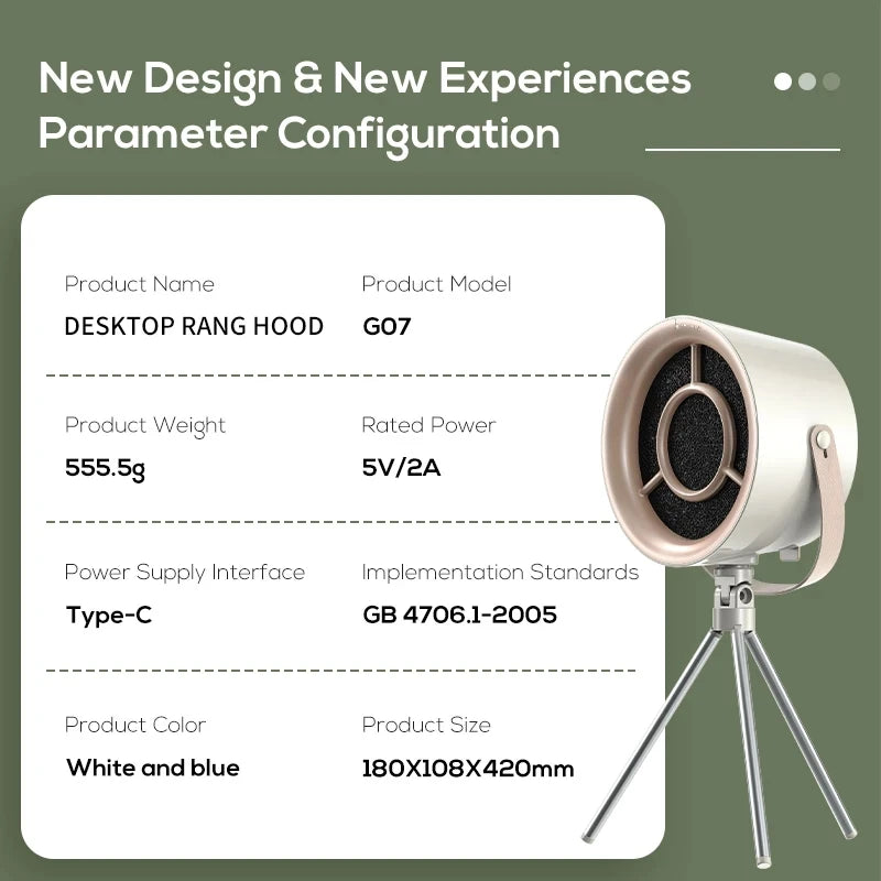 2024 New Portable Exhaust Fan Small Kitchen Hood Extractor USB Mini Suction Cooker Hood