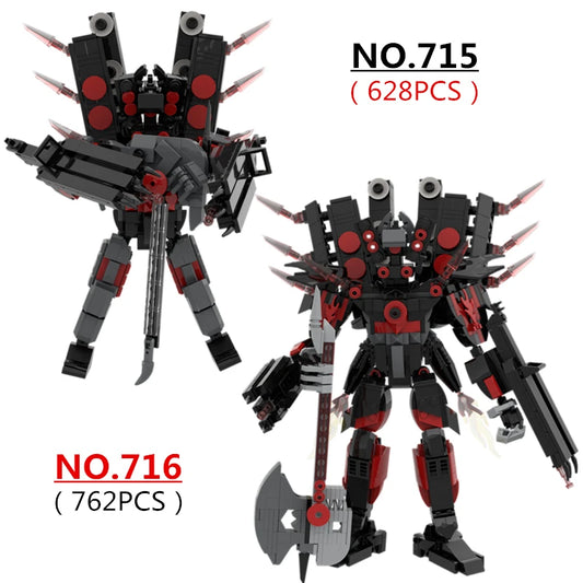 Titan Guitar Speaker Man Building Blocks Set Skibidi Toilet Design with Battle-Axe DIY Bricks Toy for Boys Ages 6-12 Perfect Christmas Gift