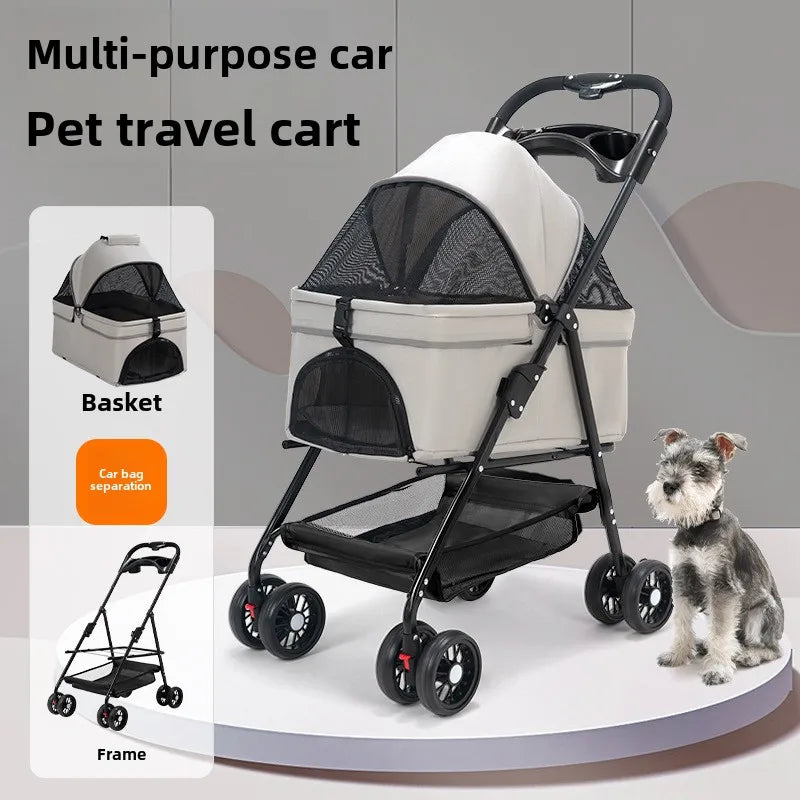 Pet Stroller Dog Cat Teddy Bear Baby Stroller Small Pet Stroller Lightweight Foldable Suitable Outdoor Travel Dog Cat Supplies