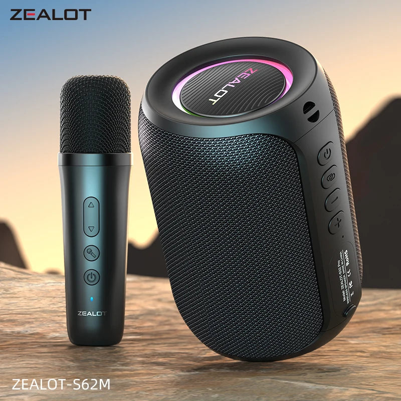 Zealot S62M Portable Bluetooth Karaoke Machine with Wireless Microphones Ideal for Home and Family Gatherings