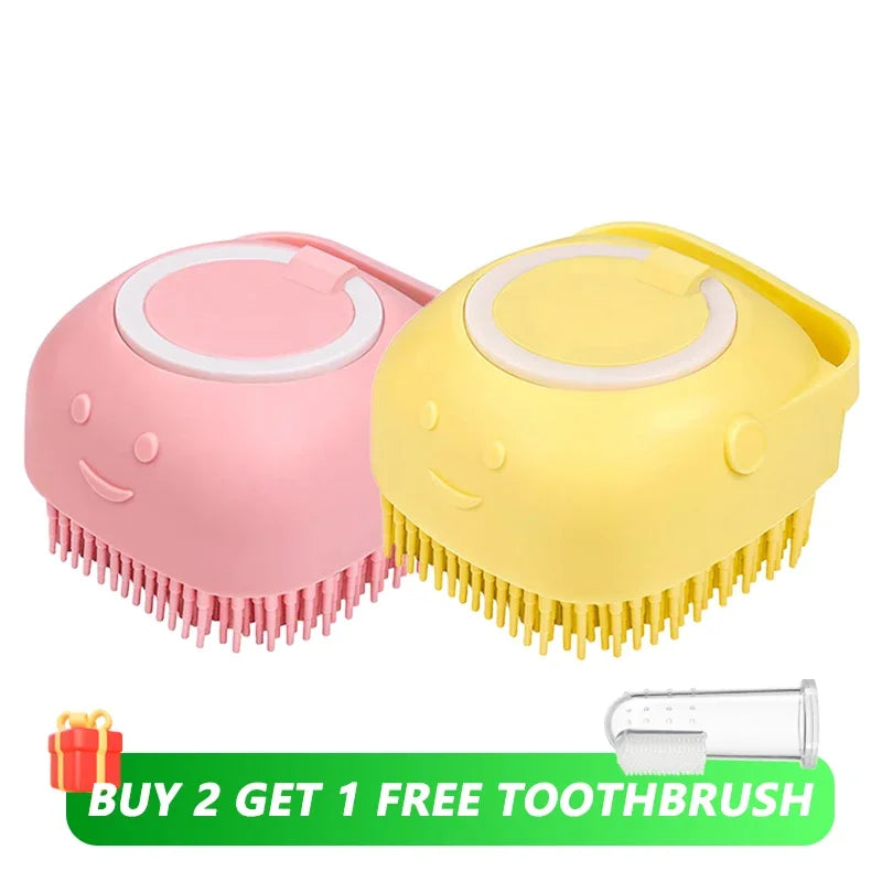 Dog Bath Brush Silicone Pet Shampoo Brush Soap Dog Scrubber Cat Massage Grooming Wash Comb Soft Rubber Puppy Clean Brush