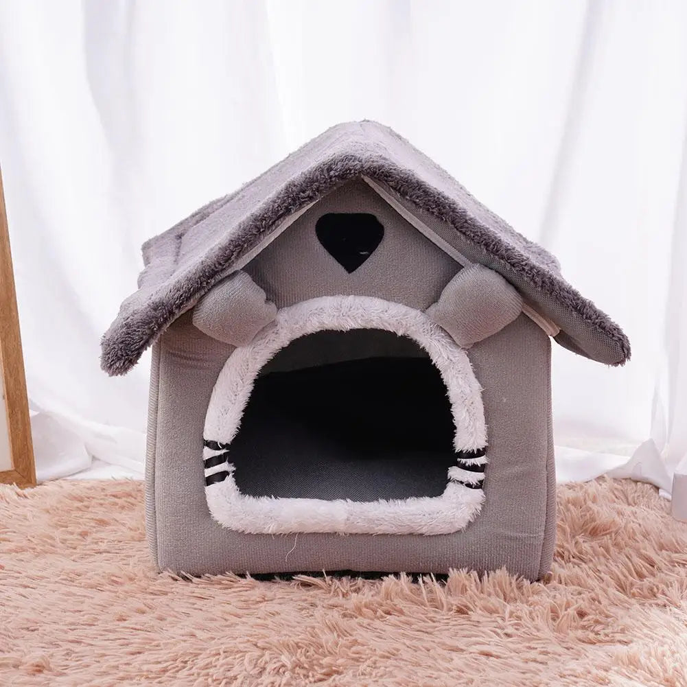 Indoor Warm Dog House Soft Pet Bed Tent House Dog Kennel Cat Bed Removable and Washable Cushion Suitable Four Season Universal