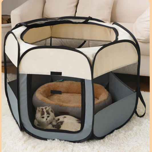 Foldable Cat Tent Portable Pet House Outdoor Travel Pet Cage Cat/Dog Fence With Mesh Top and Window Kennels