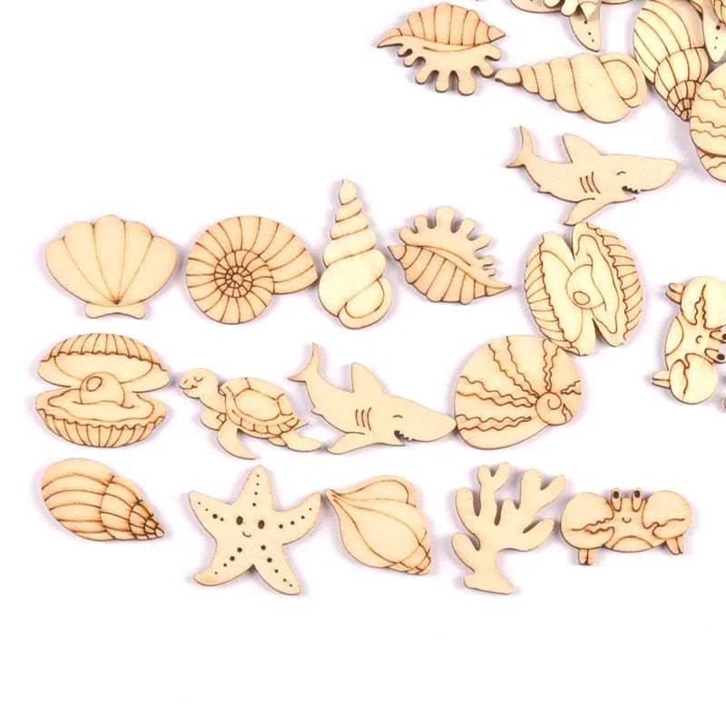 Lovely Dog Cat Fish Natural Wooden Chips for Scrapbooking DIY