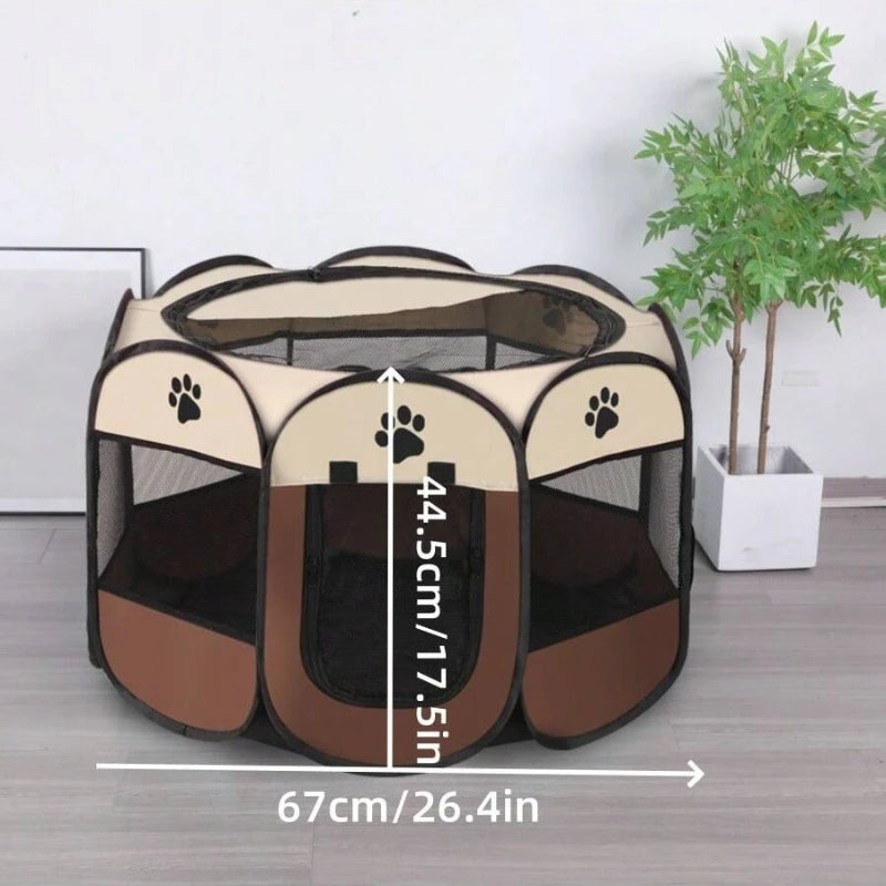 Portable Foldable Pet Tent Kennel Octagonal Fence Puppy Shelter Easy T ...